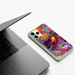 Чехол iPhone 11 Pro матовый Колибри Floral Pattern, цвет: 3D-салатовый — фото 2