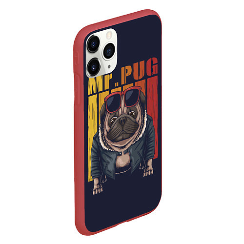 Чехол iPhone 11 Pro матовый Мистер Мопс / 3D-Красный – фото 2