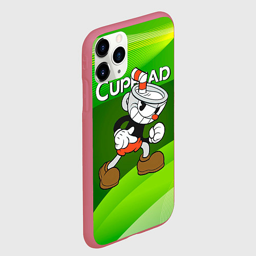 Чехол iPhone 11 Pro матовый Хитрая чашечка cuphead / 3D-Малиновый – фото 2