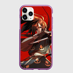 Чехол iPhone 11 Pro матовый Красавчик Хяккимару, цвет: 3D-фиолетовый