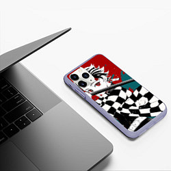Чехол iPhone 11 Pro матовый Клинок, рассекающий демонов Танджиро, цвет: 3D-светло-сиреневый — фото 2