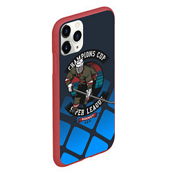 Чехол iPhone 11 Pro матовый Хоккей супер лига, цвет: 3D-красный — фото 2