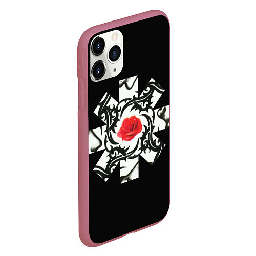 Чехол iPhone 11 Pro матовый RHCP Logo Red Rose / 3D-Малиновый – фото 2