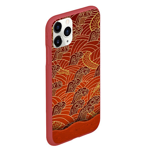 Чехол iPhone 11 Pro матовый Япония Волны / 3D-Красный – фото 2