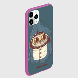 Чехол iPhone 11 Pro матовый Совушка-в костюме акулы, цвет: 3D-фиолетовый — фото 2