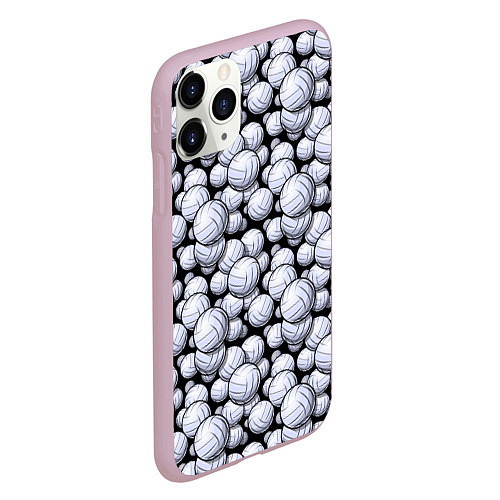 Чехол iPhone 11 Pro матовый Волейбольные Мячи Volleyballs / 3D-Розовый – фото 2