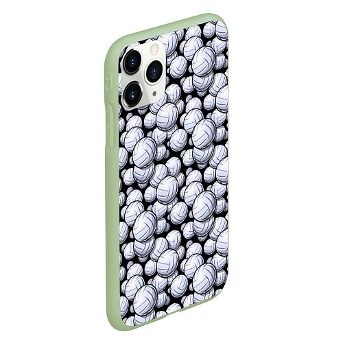 Чехол iPhone 11 Pro матовый Волейбольные Мячи Volleyballs / 3D-Салатовый – фото 2