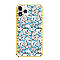 Чехол iPhone 11 Pro матовый Мячи Волейбольные, цвет: 3D-желтый