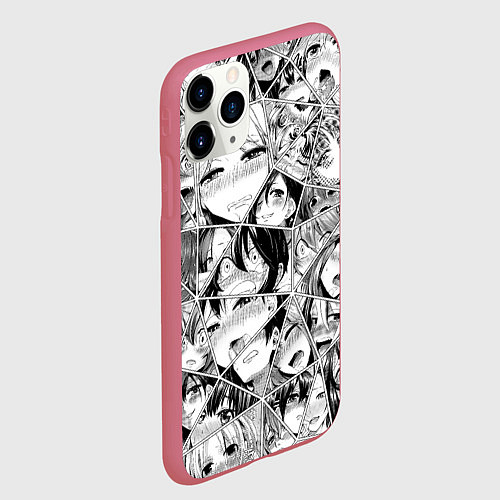 Чехол iPhone 11 Pro матовый Manga Ahegao 2 0 / 3D-Малиновый – фото 2