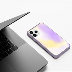 Чехол iPhone 11 Pro матовый Акварельный принт с желтым и фиолетовым цветами, цвет: 3D-серый — фото 2