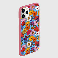 Чехол iPhone 11 Pro матовый Ромашки-лютики, цвет: 3D-малиновый — фото 2