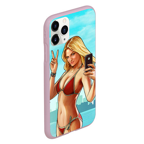 Чехол iPhone 11 Pro матовый GTA Beach girl / 3D-Розовый – фото 2