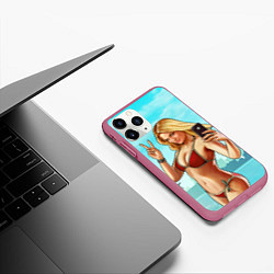 Чехол iPhone 11 Pro матовый GTA Beach girl, цвет: 3D-малиновый — фото 2