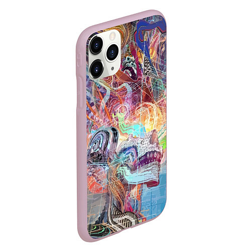 Чехол iPhone 11 Pro матовый Cyber skull Vanguard pattern / 3D-Розовый – фото 2