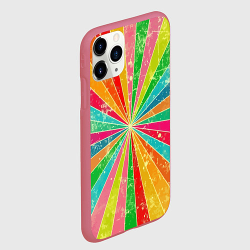 Чехол iPhone 11 Pro матовый Геометрический паттерн Retro / 3D-Малиновый – фото 2