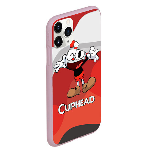 Чехол iPhone 11 Pro матовый Cuphead веселая красная чашечка / 3D-Розовый – фото 2