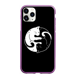 Чехол iPhone 11 Pro матовый Инь Янь - котики cat, цвет: 3D-фиолетовый