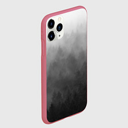 Чехол iPhone 11 Pro матовый Темный лес - туман, цвет: 3D-малиновый — фото 2