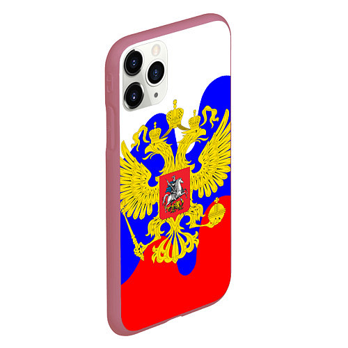 Чехол iPhone 11 Pro матовый Герб россии герб / 3D-Малиновый – фото 2