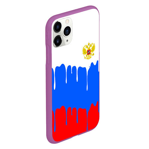 Чехол iPhone 11 Pro матовый Флаг герб russia / 3D-Фиолетовый – фото 2