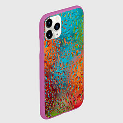 Чехол iPhone 11 Pro матовый Капли на стекле Vanguard pattern, цвет: 3D-фиолетовый — фото 2