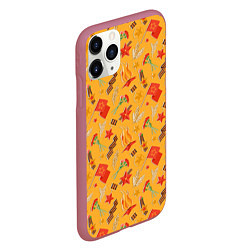 Чехол iPhone 11 Pro матовый Георгиевская ленточка, Вечный огонь, цветок, медал, цвет: 3D-малиновый — фото 2