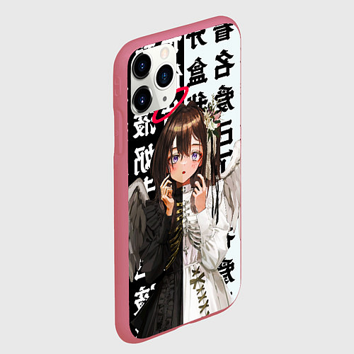 Чехол iPhone 11 Pro матовый Аниме АНГЕЛ ИЕРОГЛИФЫ / 3D-Малиновый – фото 2
