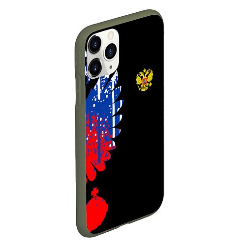 Чехол iPhone 11 Pro матовый Герб russia / 3D-Темно-зеленый – фото 2