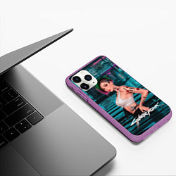 Чехол iPhone 11 Pro матовый Judy Cyberpunk2077 art, цвет: 3D-фиолетовый — фото 2