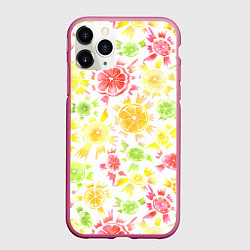 Чехол iPhone 11 Pro матовый Цитрусовый взрыв, цвет: 3D-малиновый