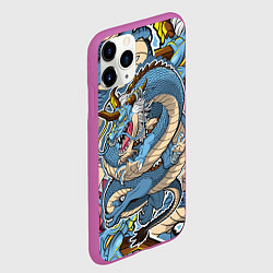 Чехол iPhone 11 Pro матовый Синий дракон-монст, цвет: 3D-фиолетовый — фото 2
