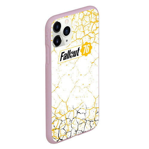 Чехол iPhone 11 Pro матовый Fallout 76 Жёлтая выжженная пустошь / 3D-Розовый – фото 2