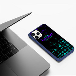 Чехол iPhone 11 Pro матовый GENSHIN NEON PATTERN SYMBOL НЕОН ЭМБЛЕМЫ, цвет: 3D-тёмно-синий — фото 2