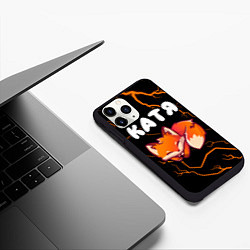 Чехол iPhone 11 Pro матовый Катя - ЛИСИЧКА - Молнии, цвет: 3D-черный — фото 2