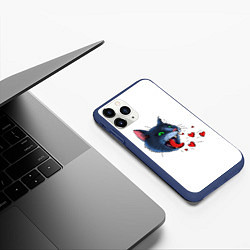 Чехол iPhone 11 Pro матовый Cat love meow, цвет: 3D-тёмно-синий — фото 2