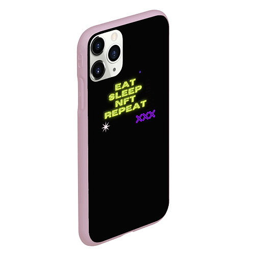 Чехол iPhone 11 Pro матовый Eat, sleep, nft, repeat, неоновый текст / 3D-Розовый – фото 2