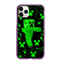 Чехол iPhone 11 Pro матовый MINECRAFT - CREEPER МАЙНКРАФТ, цвет: 3D-фиолетовый