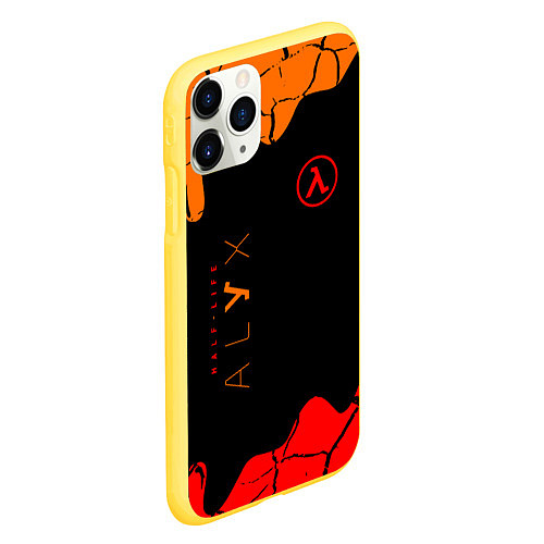 Чехол iPhone 11 Pro матовый Half-life потёки / 3D-Желтый – фото 2