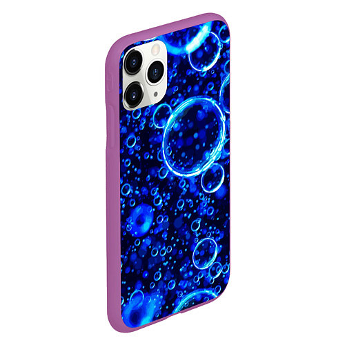 Чехол iPhone 11 Pro матовый Пузыри воздуха в воде Pattern / 3D-Фиолетовый – фото 2