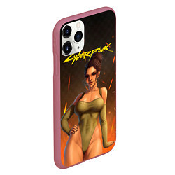 Чехол iPhone 11 Pro матовый Панам Cyberpunk 2077, цвет: 3D-малиновый — фото 2