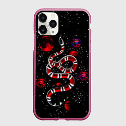 Чехол iPhone 11 Pro матовый Змея в Красном Космосе Space Snake, цвет: 3D-малиновый