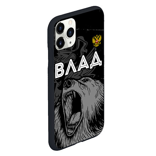 Чехол iPhone 11 Pro матовый Влад Россия Медведь / 3D-Черный – фото 2