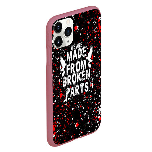 Чехол iPhone 11 Pro матовый HOLLYWOOD UNDEAD брызги красок / 3D-Малиновый – фото 2