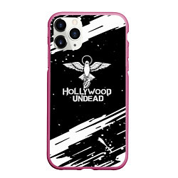 Чехол iPhone 11 Pro матовый Hollywood undead logo, цвет: 3D-малиновый