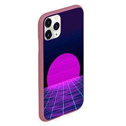 Чехол iPhone 11 Pro матовый Закат розового солнца Vaporwave Психоделика, цвет: 3D-малиновый — фото 2