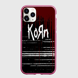 Чехол iPhone 11 Pro матовый KoЯn Корн потеки, цвет: 3D-малиновый
