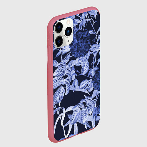 Чехол iPhone 11 Pro матовый Цветы Темные Розы / 3D-Малиновый – фото 2