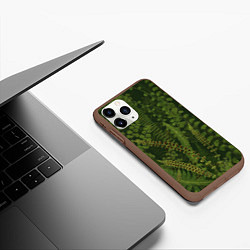 Чехол iPhone 11 Pro матовый Цветы Зеленые Папоротники, цвет: 3D-коричневый — фото 2