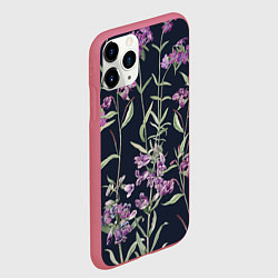 Чехол iPhone 11 Pro матовый Цветы Фиолетовые, цвет: 3D-малиновый — фото 2