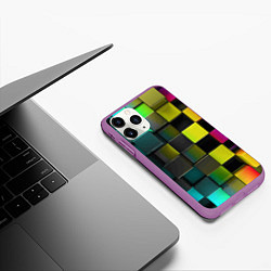Чехол iPhone 11 Pro матовый Colored Geometric 3D pattern, цвет: 3D-фиолетовый — фото 2